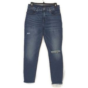 ☘️Lucky Brand midrise super skinny Ava ankle jeans size 10 30 raw hem distressed